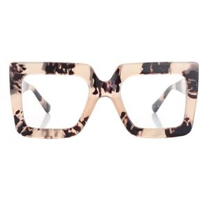 Oversized Square Blue Light Computer Eyewear Non-Prescription Leopard